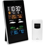 Station m�t�o sans fil avec capteur ext�rieur, affichage num�rique multifonction couleur radio dcf, thermom�tr ...