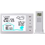Station m�t�o sans fil avec horloge radio - pilot�e, �cran couleur num�rique pour, thermom�tre hygrom�tre, ...