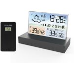 Station m�t�o sans fil int�rieur / ext�rieur avec capteur, led ecran r�tro - �clairage, thermom�tre, ...