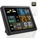 Station m�t�o sans fil thermom�tre int�rieur / ext�rieur, thermom�tre num�rique couleur avec phases lunaires, ...