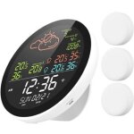 Station m�t�o wifi avec horloge, compteur de temp�rature et d'humidit� int�rieure et ext�rieure, grand ...