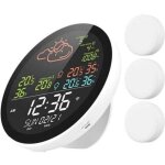 Station m�t�o wifi avec horloge, compteur de temp�rature et d'humidit� int�rieure et ext�rieure, grand ...