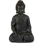 Statue de bouddha assise, 30 cm, figurine de d�co, polyr�sine, r�sistante aux intemp�ries & au gel, gris ...