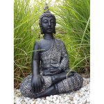 Statue de bouddha feng shui figure de bouddha d�coration grand boudda pierre artificielle 45cm argent ...