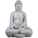 Statue bouddha , figure de pierre massive bouddha en pierre reconstitue, rsistant au gel (gris)