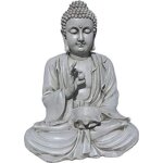Statue bouddha prosprit figurine dcorative pour jardin ou extrieur en pierre artificielle 80 cm couleur ...