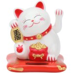 Une statue en c�ramique chat chanceux, bienvenue aux bijoux chat fortune, l'�nergie solaire conduit jolis ...