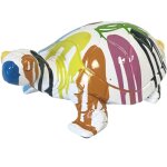 Statue en cramique tortue blanche et multicolore