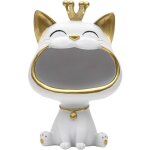 Statue de chat blanc vide poche, objet d�co �l�gant et pratique, finition moderne, id�al pour organiser ...