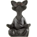Statue chat bouddha zen et heureux en meditation, idale pour dcoration intrieure et extrieure maison ...