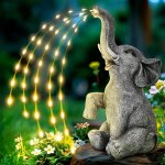 Statue d'�l�phant am�lior�e, d�coration de jardin, figurine d'�l�phant � �nergie solaire, cadeau pour ...