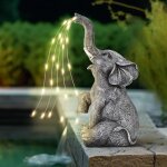 Statue d'�l�phant - d�coration de jardin - figurine d'�l�phant d'arrosage - lumi�res led � �nergie solaire ...