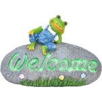 Statue de grenouille bienvenue d�cor de jardin lumineux r�sine artisanat patio cour pelouse animal ornement ...