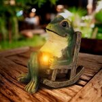 Statue de grenouille en r�sine imperm�able, d�coration d'ext�rieur pour jardin, avec lumi�res led � �nergie ...