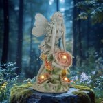 Statue de jardin d'ange solaire, lampe de pri�re d'ange solaire, sculpture d'ange f�erique, statue de ...