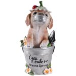 Statue pour jardin - chiot avec bulle de gomme et lumi�res led solaires pour d�coration d?int�rieure ...