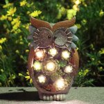 Statue jardin extrieur animaux dcoration, lumire solaire hibou en rsine  nergie solaire, lampe ...