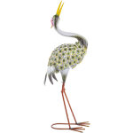 Statue de jardin - outsunny - forme de h�ron - d�coration ext�rieure - m�tal robuste - 26 x 17 x 71 cm ...