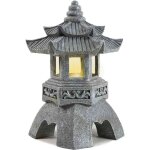 Statue de jardin pagode d'ext�rieur, d�coration de jardin solaire, lanterne de jardin d'ext�rieur, �clairage ...