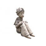 Jardinex - statue de jardin 'le petit prince assis' - gris clair 52 cm