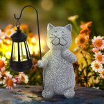 Statue jardin solaire chat figurine lanterne solaire ext�rieur statue chat mignon r�sine lampe lumi�re ...