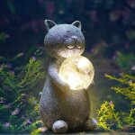 Statue de jardin solaire lumineuse, statue de chat solaire, modle de jardin de chat dcoratif extrieur, ...