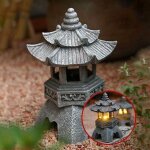 Statues de lanterne de pagode � �nergie solaire, ornements de jardin de lumi�re de pagode de style japonais, ...