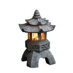 Statues de lanterne de pagode � �nergie solaire, ornements de jardin de lumi�re de pagode de style japonais, ...