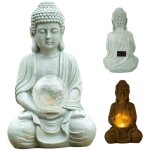 Statue lumineuse de bouddha � �nergie solaire, d�coration artisanale en r�sine, sculpture zen pour jardin ...