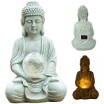 Statue lumineuse de bouddha � �nergie solaire, d�coration artisanale en r�sine, sculpture zen pour jardin ...