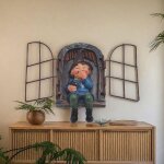 Statue de nain de jardin, sculpture d�corative pour arbre, figurines amusantes, ornements d�coratifs ...