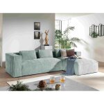Lisa design - stella - canapé d'angle - en velours côtelé - 4 places - style contemporain - droit - bleu ... Lisa design - stella - canapé d'angle - en velours côtelé - 4 places - style contemporain - droit - bleu ...