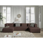 Lisa design - stella - canap panoramique en u - 7 places - en velours ctel - marron
