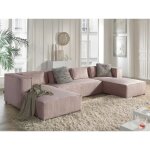 Lisa design - stella - canapé panoramique en u - 7 places - en velours côtelé - rose Lisa design - stella - canapé panoramique en u - 7 places - en velours côtelé - rose