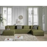 Lisa design - stella - canapé panoramique en u - 7 places - en velours côtelé - vert Lisa design - stella - canapé panoramique en u - 7 places - en velours côtelé - vert
