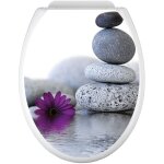 Lumal�a - stickers abattant wc - galets fleur - 35x43 cm - adh�sif + protection brillante