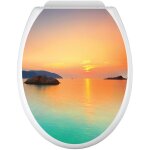 Stickers abattant wc - vue mer - 35x43 cm - adhsif + protection mate