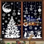 Stickers autocollant noel fenetre - 202 pcs blanc stickers noel vitre r�utilisable, no�l autocollant ...