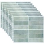 Sticker carrelage, set de 10, aspect pierre, adh�sif, cuisine sdb, 29 x 23 cm, diy rev�tement panneau ...