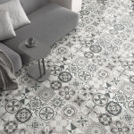 Stickers carrelage de sol anti - d�rapant - motif carreaux de ciment - 120x120 cm - recouper en 4 x 60 ...