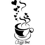 Stickers cuisine autocollant tasse caf� coeurs caf� 100 x 50 cm g266