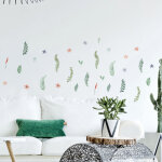 Sticker d�coratif, hortense, fleurs, feuilles, nature, 68 cm x 48 cm