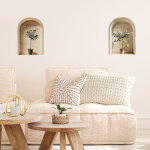 Sticker d�coratif, oliviers, trompe l'oeil, niches murales, plantes, 68 cm x 24 cm