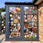 Stickers - lettres adhesives - 9 feuilles sticker de fenetre de paques - r�utilisable - d�corations de ...