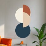 Stickers muraux abstrait cercle boho autocollant mural arche beige boho deco stickers salle de bain chambre ...