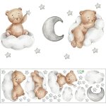 Ccykxa - stickers muraux animaux autocollant mural ours nuages lune et toiles amovible art stickers ...