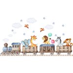 Stickers muraux animaux train autocollants muraux mural stickers animaux de la jungle lphant girafe ...