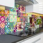 Stickers muraux - sticker mural carrelage adh�sif cuisine salle de bain - azulejos loren - 24stickers15x15cm ...