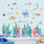 Stickers muraux coraux algues ? color�s, sous - marin, amovibles, jardin d?enfants / chambre / salle ...