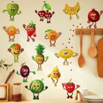 Stickers muraux cuisine fruit autocollant mural fruit banane citron d�coration murale frigo cuisine salle ...